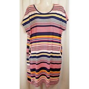 Women's Striped Dress Pockets Comfort Style Casual Lounge or Coverup Size L/XL